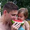 I love watermelon!  Dad don't eat it all.  <br><div class='photoDatesPopup'><br>from Emily's Photos taken 7/16/2006 and posted 8/21/2006</div>