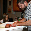 Daddy helping out with the first bath.<br><div class='photoDatesPopup'><br>from Emerson's Photos taken 12/4/2012 and posted 12/19/2012</div>